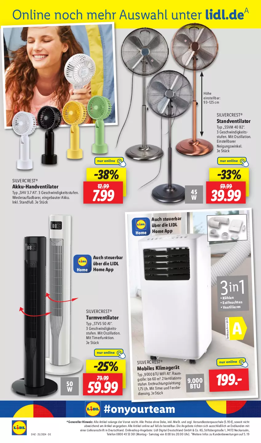 Aktueller Prospekt Lidl - Aktionsprospekt - von 17.06 bis 22.06.2024 - strona 30 - produkty: akku, angebot, angebote, Bau, eis, elle, fernbedienung, gsw, klimagerät, ndk, reis, rel, rum, rwe, Schal, Schale, silvercrest, Spektrum, standventilator, telefon, Ti, timer, turmventilator, uhr, ventilator, Yo