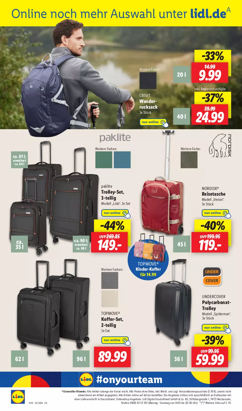 Aktueller Prospekt Lidl - Aktionsprospekt - von 17.06 bis 22.06.2024 - strona 36 - produkty: angebot, angebote, Bona, crivit, dell, eis, elle, Kinder, koffer, Mode, ndk, Regenschutz, reis, reisetasche, rel, rucksack, rwe, sac, Schal, Schale, schutzhülle, Tasche, telefon, Ti, trolley, uhr, Yo