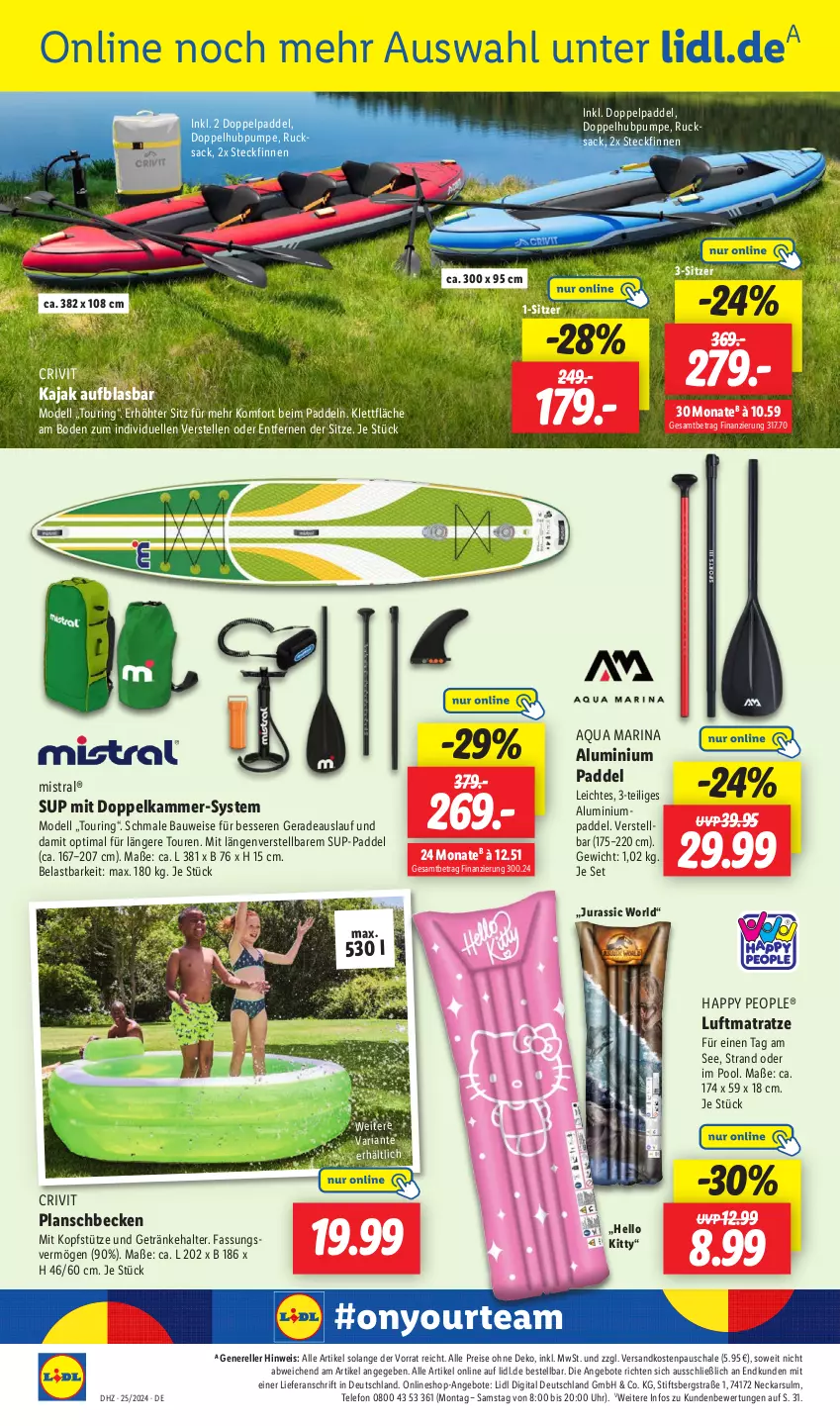 Aktueller Prospekt Lidl - Aktionsprospekt - von 17.06 bis 22.06.2024 - strona 40 - produkty: angebot, angebote, aqua, Bau, crivit, dell, eis, elle, getränk, getränke, getränkehalter, Jura, Kajak, kopfstütze, luftmatratze, matratze, Mode, ndk, planschbecken, pool, reis, rel, Ria, ring, rucksack, sac, Schal, Schale, telefon, Ti, uhr, Yo