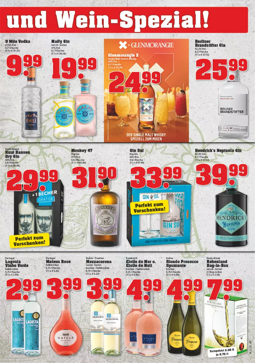 Aktueller Prospekt Trinkgut - von 13.06 bis 18.06.2022 - strona 7 - produkty: bag-in-box, berliner, corona, dry gin, ecco, erde, flasche, gin, mateus, mezzacorona, prosecco, puma, Röcke, spumante, stifte, Ti, vinho verde, vodka