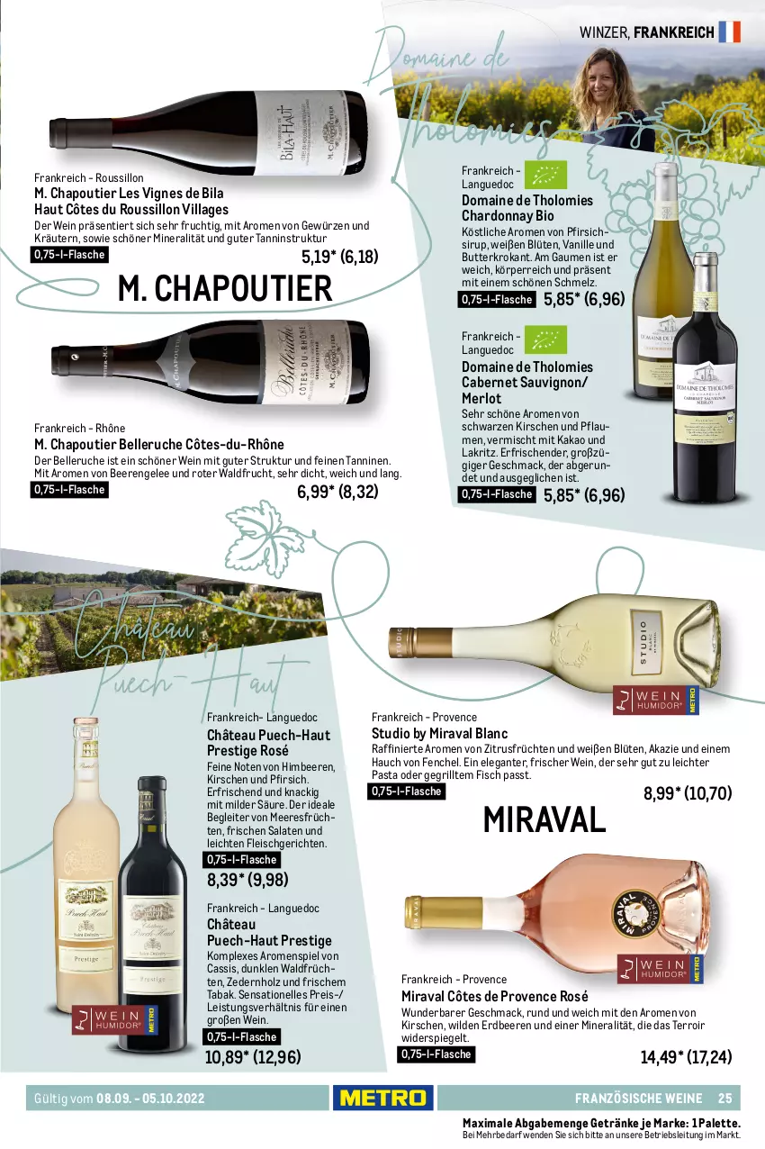 Aktueller Prospekt Metro - Wein & Spirituosen - von 08.09 bis 05.10.2022 - strona 25 - produkty: asti, beere, beeren, bio, Blüte, burgunder, butter, cabernet, cabernet sauvignon, Cap, cassis, chardonnay, Côtes de Provence, Côtes du Roussillon, eier, eis, Elan, elle, Engel, erdbeere, erdbeeren, fenchel, fisch, flasche, fleisch, frucht, früchte, früchten, Geflügel, gelee, getränk, getränke, gewürz, grill, himbeer, himbeere, himbeeren, Holz, honig, honigmelone, kakao, kirsch, kirsche, kirschen, kraft, kräuter, kräutern, Lakritz, leine, LG, mac, meeresfrüchte, melone, merl, merlot, Palette, pasta, pfirsich, pflaume, pflaumen, Pinot, pinot noir, reifen, reis, rouge, saft, salat, salate, sauce, saucen, sauvignon, sirup, spiegel, Ti, tisch, vanille, wein, weine, Wild