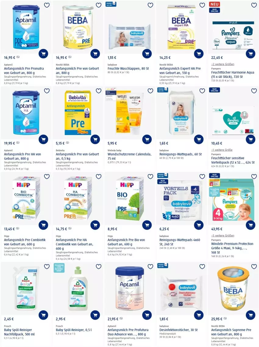 Aktueller Prospekt Dm Drogerie - Prospekte - von 26.05 bis 01.06.2022 - strona 8 - produkty: aqua, Babylove, Beba, bebivita, bio, Calendula, creme, Desinfektion, feuchttücher, Frosch, hipp, küche, lebensmittel, medizinprodukt, milch, pampers, reiniger, Reinigung, Schutzcreme, Ti, tisch, tücher, vita, waschlappen, wattepads, weleda, windeln