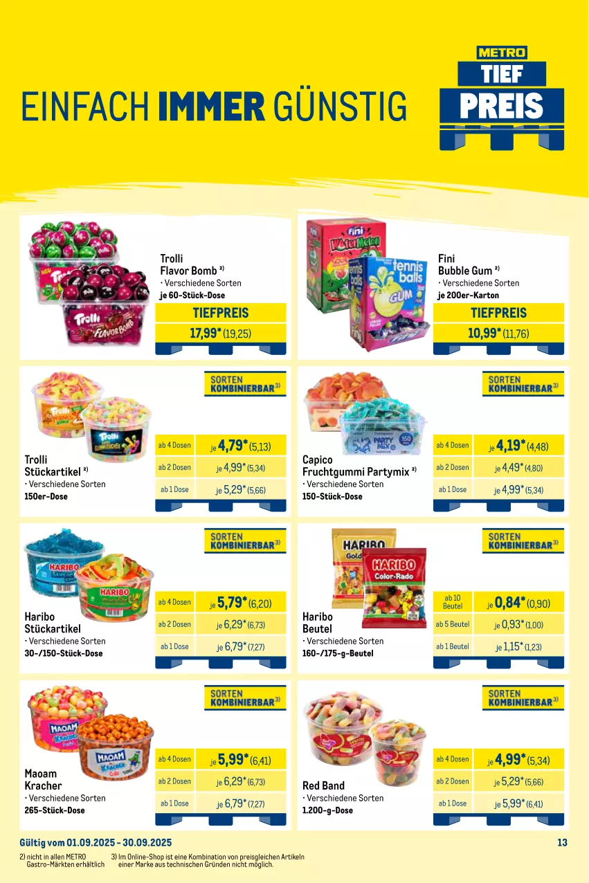 Aktueller Prospekt Metro - Wochen-Angebote Händler - von 01.09 bis 06.09.2025 - strona 18 - produkty: beutel, Cap, eis, frucht, fruchtgummi, haribo, kracher, maoam, Metro, metro gastro, reis, rum, Ti, tiefpreis, trolli