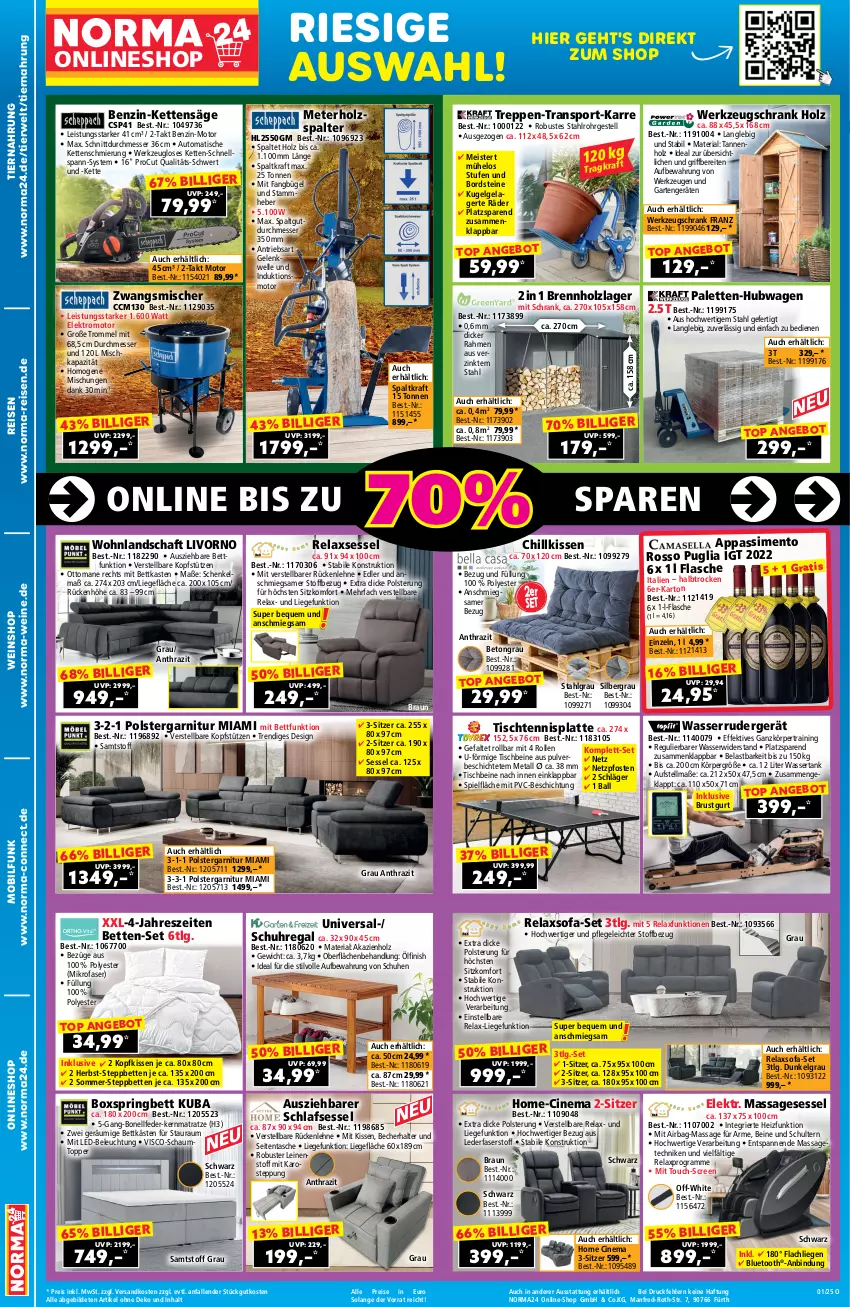 Aktueller Prospekt Norma - Norma - von 23.12.2024 bis 05.01.2025 - strona 2 - produkty: angebot, auto, ball, Becher, beleuchtung, bett, Betten, bettkasten, boxspringbett, braun, Brennholz, bügel, cin, eis, Elektro, elle, Finish, flasche, garnitur, Garten, gefu, henkel, Holz, Holzspalter, kernmatratze, Kette, kissen, kopfkissen, kopfstütze, kraft, Kugel, latte, led-beleuchtung, leine, LG, Liege, matratze, Meister, messer, mikrofaser, ndk, Nike, Palette, regal, reis, rel, relaxsessel, Ria, ring, rückenlehne, rwe, säge, schenkel, Schrank, schuhe, schuhregal, sessel, sim, Sofa, Sport, steppbett, Tasche, Ti, tiernahrung, tisch, topper, trommel, uhr, wasser, wassertank, wein, weine, weinshop, werkzeug, werkzeuge