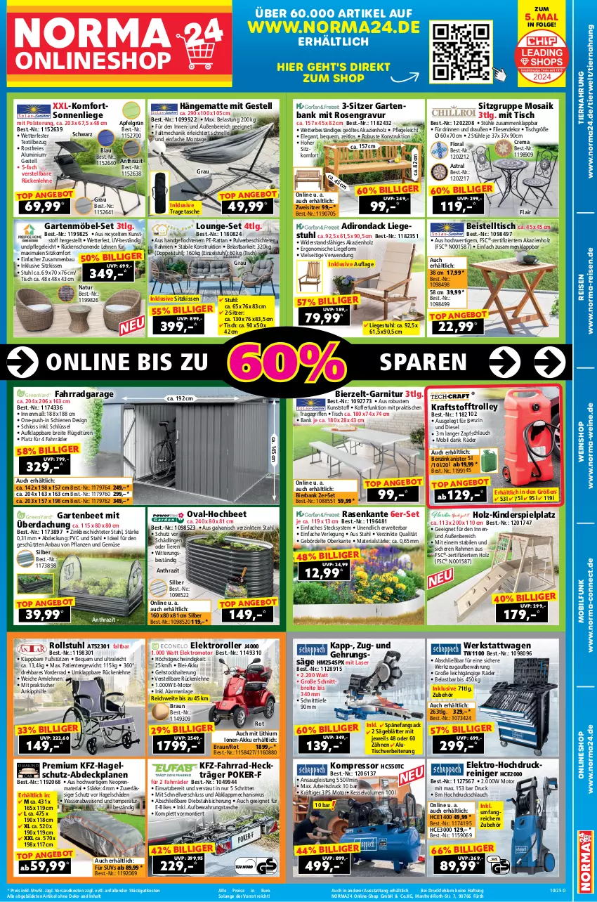 Aktueller Prospekt Norma - Norma - von 21.02 bis 09.03.2025 - strona 1 - produkty: abdeckplane, akku, angebot, apfel, armlehnen, Astra, aufbewahrungstasche, Bank, Bau, beistelltisch, benzinkanister, bier, braun, Brei, Diesel, E-Bike, E-Bikes, eis, Elektro, Elektroroller, elle, ente, Fahrrad, garnitur, Garten, gartenbank, gartenmöbel, hängematte, Heckträger, Holz, Kinder, Kinderspiel, kissen, koffer, kompressor, kraft, LG, Liege, lounge-set, möbel, natur, ndk, Oral B, pflanze, pflanzen, rasen, reiniger, reis, Ria, Roller, rosen, rtx, rückenlehne, rwe, sac, säge, schlauch, sitzkissen, sonnenliege, stuhl, Stühl, Tasche, Ti, Tiere, tiernahrung, tisch, tragegriff, tragetasche, trolley, und gemüse, wasser, wein, weine, weinshop, werkzeug, Zelt, ZTE