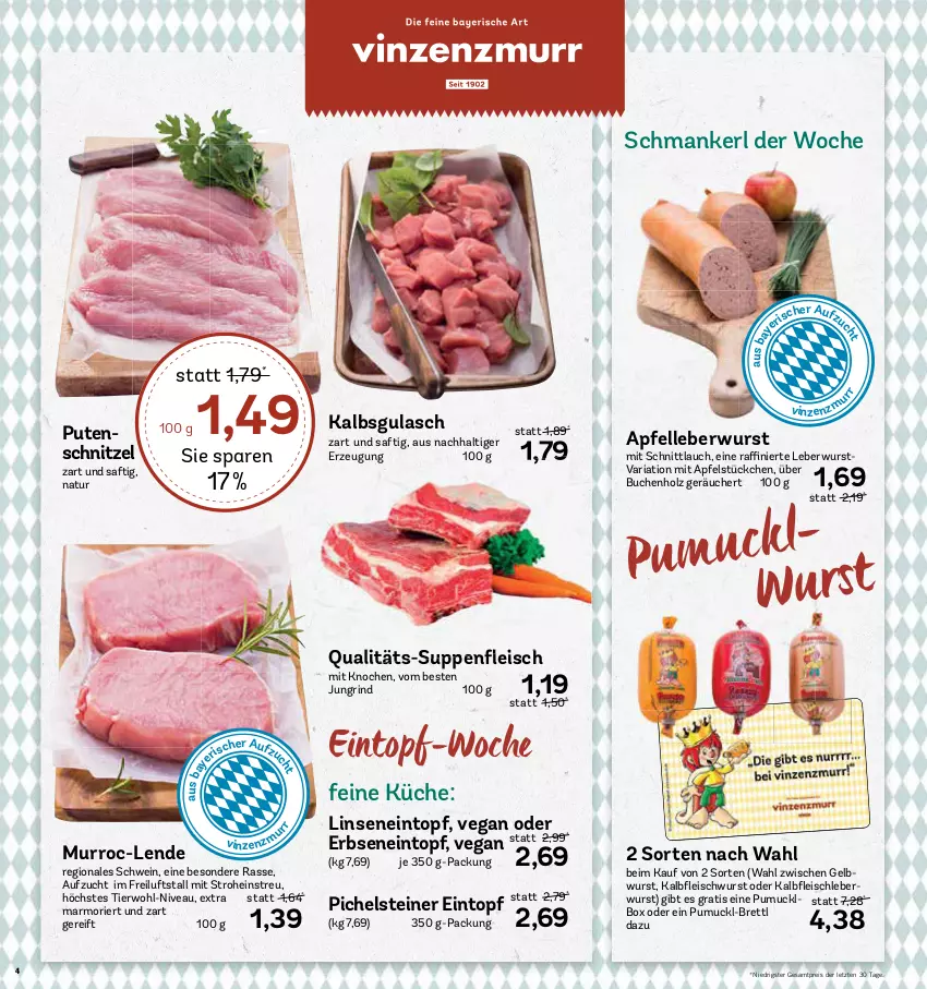 Aktueller Prospekt Aez - Prospekte - von 11.09 bis 16.09.2023 - strona 4 - produkty: apfel, buch, eintopf, eis, elle, erbsen, gulasch, Holz, küche, leberwurst, linsen, natur, nivea, pute, putenschnitzel, reis, Ria, rind, saft, schnittlauch, schnitzel, schwein, steiner, suppe, suppen, Ti, topf, wein, wurst, ZTE