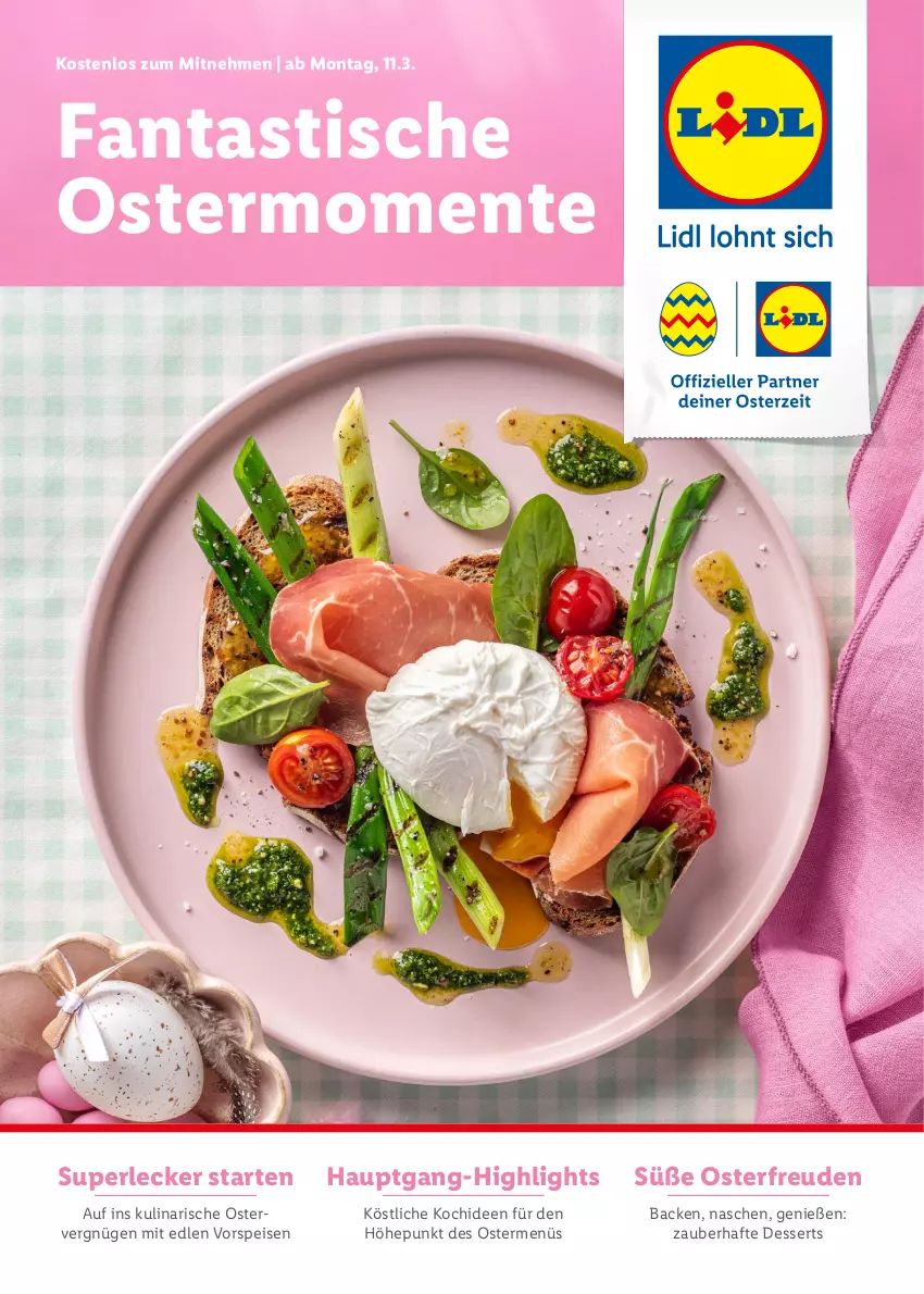 Aktueller Prospekt Lidl - Fantastische Ostermomente - von 11.03 bis 01.04.2024 - strona 1 - produkty: asti, dessert, desserts, eis, ente, fanta, Ti, tisch, vorspeise