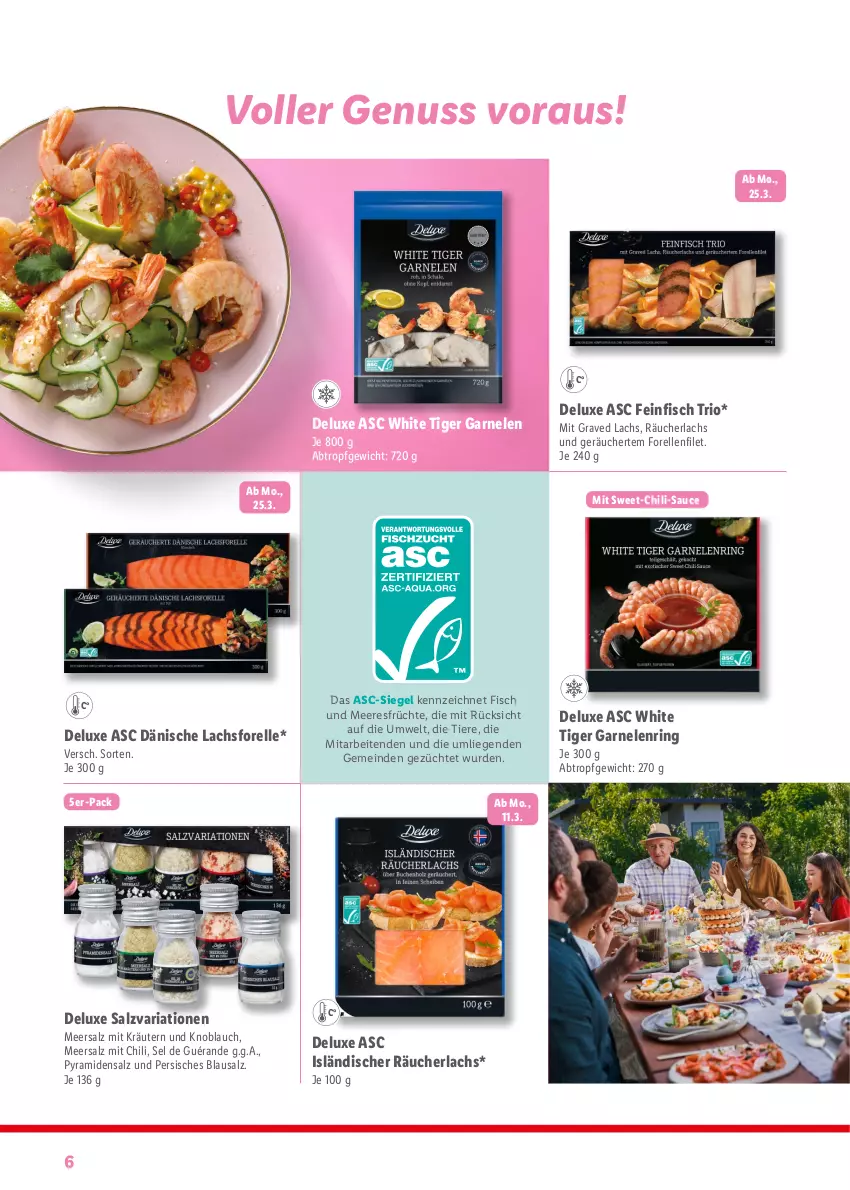 Aktueller Prospekt Lidl - Fantastische Ostermomente - von 11.03 bis 01.04.2024 - strona 6 - produkty: chili, elle, filet, fisch, Fisch und Meeresfrüchte, forelle, früchte, garnelen, Graved Lachs, knoblauch, kräuter, kräutern, lachs, Liege, meeresfrüchte, meersalz, nuss, Räucherlachs, rel, Ria, ring, salz, sauce, Sweet-Chili-Sauce, Ti, Tiere