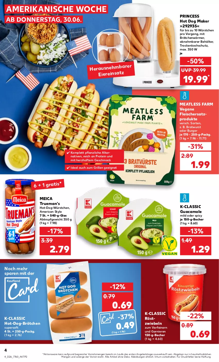 Aktueller Prospekt Kaufland - von 30.06 bis 06.07.2022 - strona 4 - produkty: angebot, Becher, Behälter, bratwurst, brötchen, burger, eier, eis, fleisch, garnier, grill, guacamole, hot dog, mac, meica, röstzwiebeln, Ti, Vegane Fleisch, wurst, würstchen, ZTE, zwiebel, zwiebeln