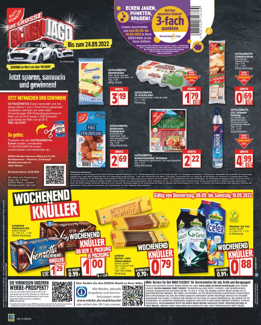 Aktueller Prospekt Edeka - Angebote der Woche - von 05.09 bis 10.09.2022 - strona 16 - produkty: angebot, angebote, brot, ciabatta, deka, dell, eis, emmentaler, erde, flasche, gewinnspiel, gutschein, gutscheine, küche, Küchen, LG, Liege, Mode, nuss, papier, puma, reis, rel, salz, Spiele, telefon, Ti, uhr, wasser, WICK, ZTE