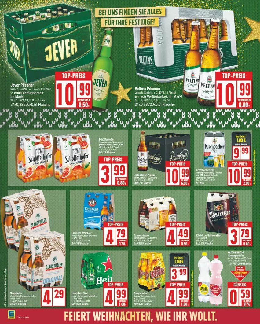 Aktueller Prospekt Edeka - Prospekte - von 23.12 bis 28.12.2024 - strona 12 - produkty: aeg, eis, flasche, pils, pilsener, reis, Ti, top-preis, veltins, veltins pilsener