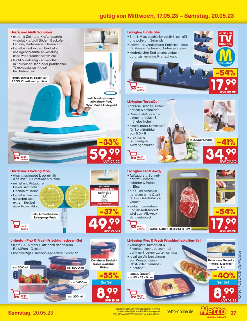 Aktueller Prospekt Netto Marken-Discount - Filial-Angebote - von 15.05 bis 20.05.2023 - strona 37 - produkty: akku, angebot, aufschnitt, backofen, Bad, Badewanne, Behälter, decke, Deckel, elle, fenster, frischhaltedosen, Garten, Käse, Kinder, kraft, ladegerät, latte, lebensmittel, mac, messer, mikrofaser, obst, Ofen, Reinigung, ring, Schere, schneidebrett, Teleskop, Ti, tisch, Wanne, weck, wurst, ZTE