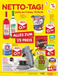 Gazetka promocyjna Netto Marken-Discount - Filial-Angebote - Gazetka - ważna od 20.05 do 20.05.2023 - strona 43 - produkty: angebot, asti, auto, bärenmarke, bestpreis, eis, getränk, gin, joghur, joghurt, kaffee, kondensmilch, milch, Reinigung, reis, sahne, Sahnejoghurt, Schal, schorle, senseo, spülmaschinen, tasse, Ti, tisch, wein, weinschorle, zott, ZTE