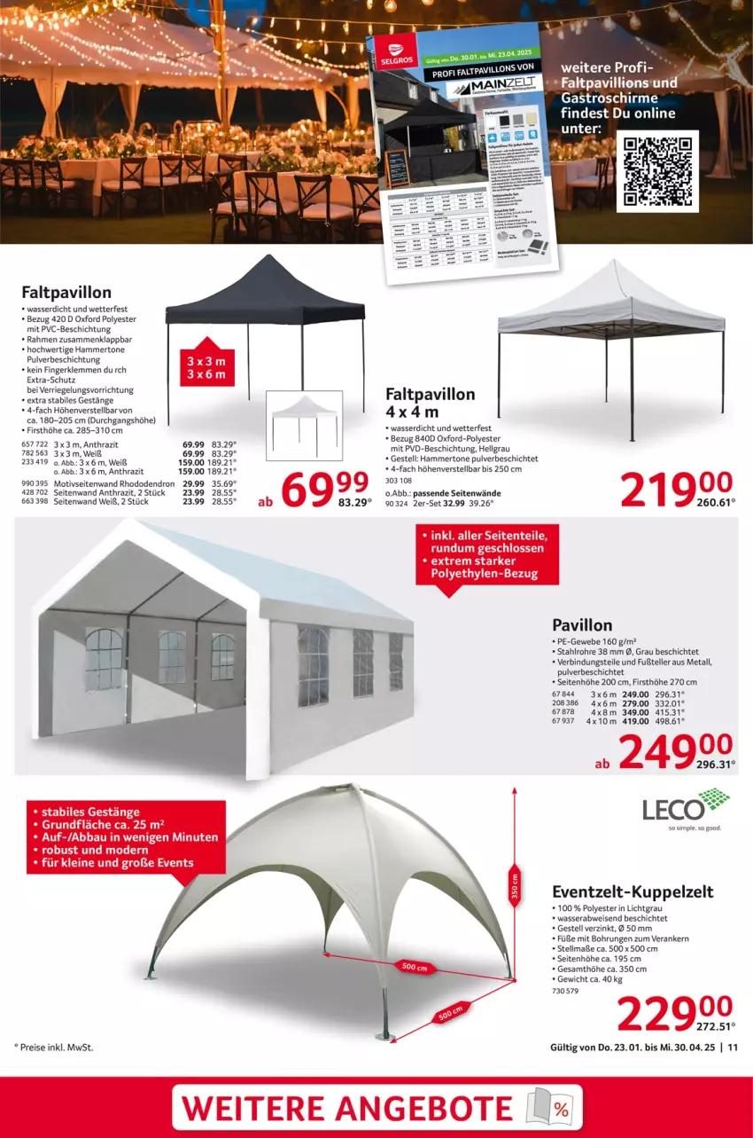 Aktueller Prospekt Selgros - Außengastronomie - von 23.01 bis 30.04.2025 - strona 11 - produkty: eis, elle, Faltpavillon, Kuppelzelt, leco, LG, pavillon, reis, riegel, sim, teller, Ti, wasser, Zelt