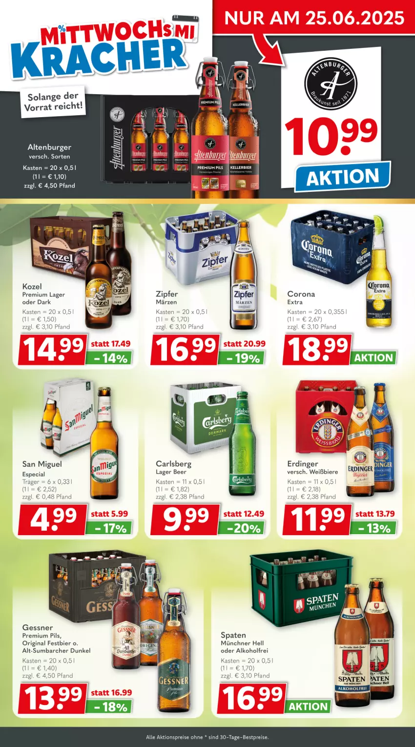 Aktueller Prospekt Getraenkeland - von 22.06 bis 04.07.2025 - strona 2 - produkty: aktionspreis, alkohol, altenburger, bestpreis, bestpreise, bier, Biere, burger, carlsberg, corona, corona extra, eis, erdinger, Gessner, gin, pils, premium pils, reis, Spaten, Ti, Zipfer