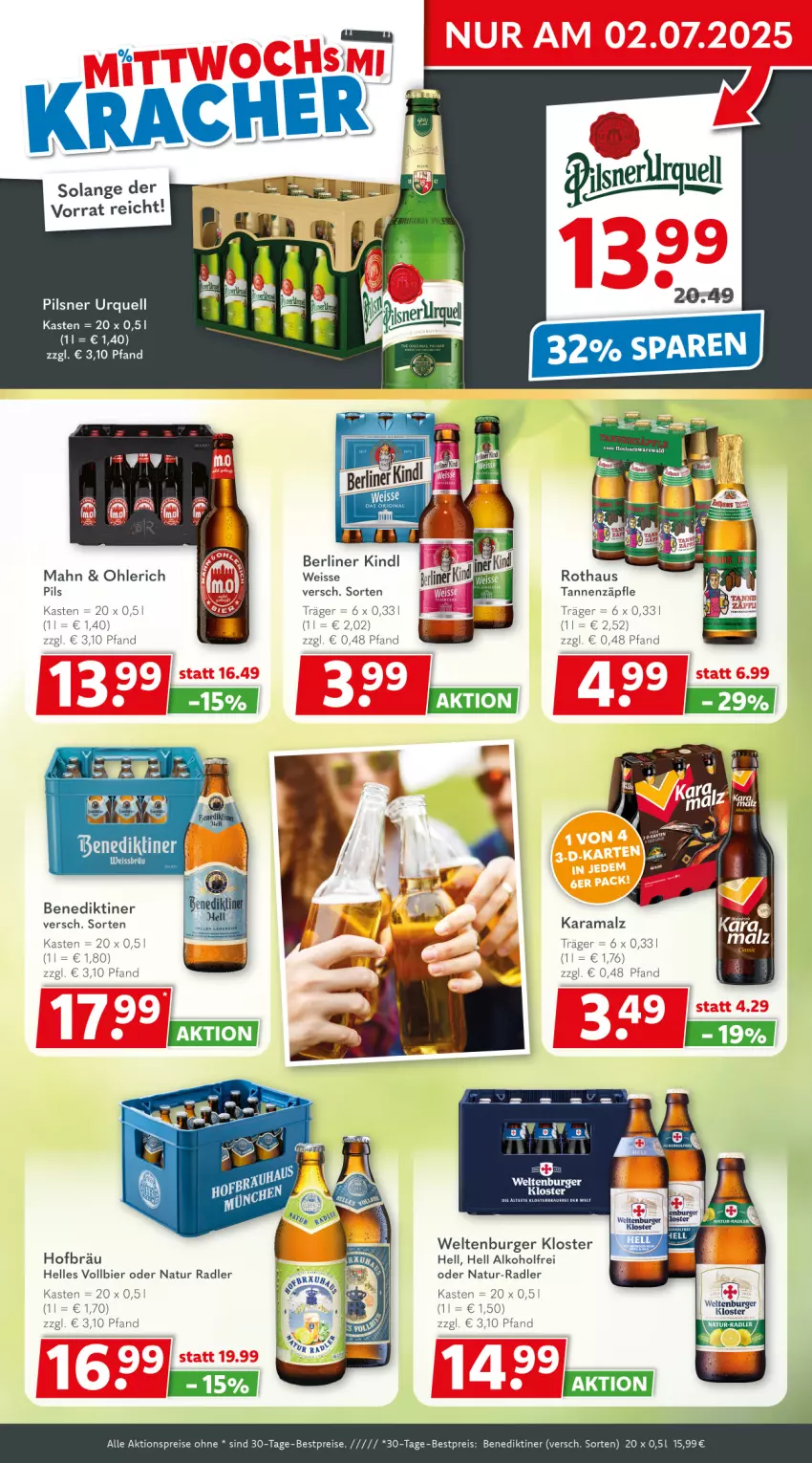 Aktueller Prospekt Getraenkeland - von 22.06 bis 04.07.2025 - strona 3 - produkty: aktionspreis, alkohol, auer, Benediktiner, berliner, berliner kindl, bestpreis, bestpreise, bier, burger, eis, elle, karamalz, malz, natur, natur radler, pils, pilsner, pilsner urquell, radler, rama, reis, Ti