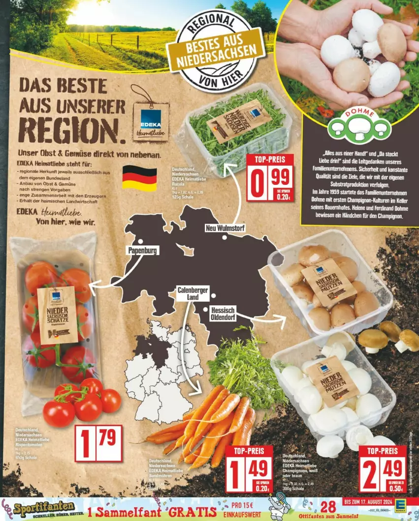 Aktueller Prospekt Edeka - Prospekte - von 05.08 bis 10.08.2024 - strona 3 - produkty: auer, Bau, Bauer, champignon, deka, eis, elle, Heu, obst, rum