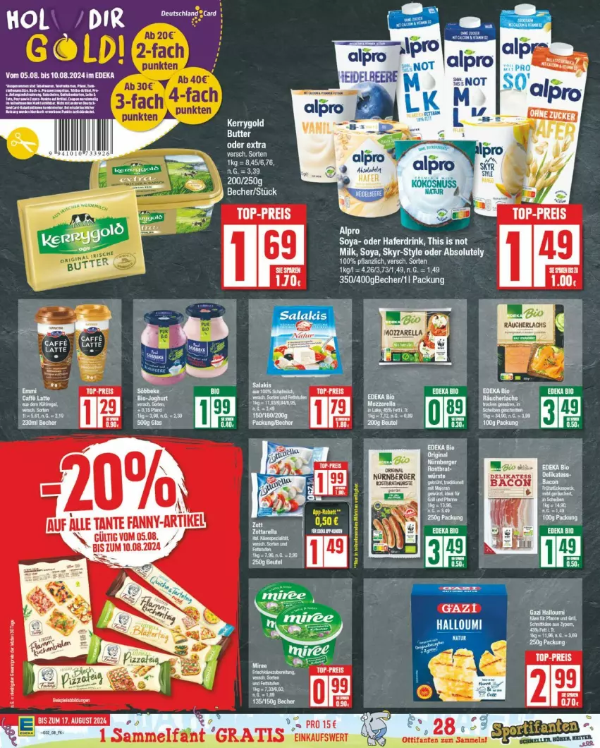 Aktueller Prospekt Edeka - Prospekte - von 05.08 bis 10.08.2024 - strona 8 - produkty: alpro, drink, eis, hafer, Haferdrink, kerrygold, natur, reis, rel, soya, Spezi, tante fanny, Ti, top-preis