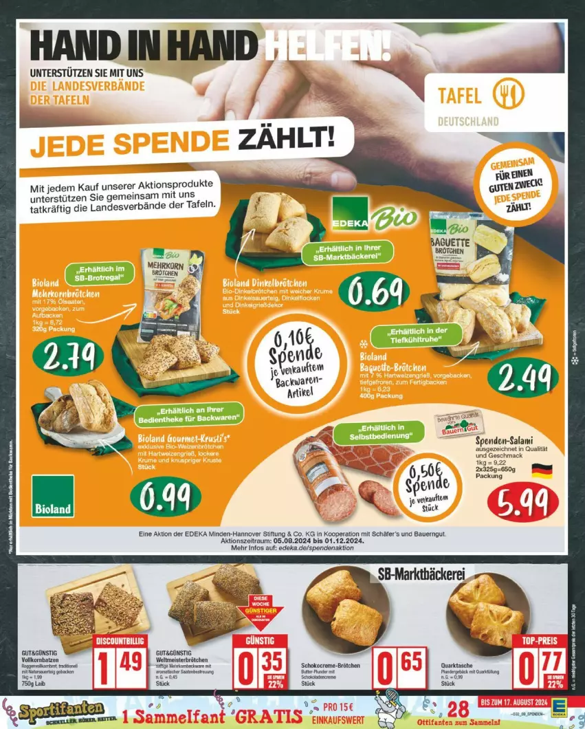 Aktueller Prospekt Edeka - Prospekte - von 05.08 bis 10.08.2024 - strona 9 - produkty: auer, Bau, Bauer, bauerngut, bio, bioland, brötchen, deka, eis, mac, Meister, salami, Ti