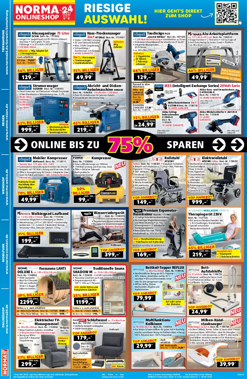 Aktueller Prospekt Norma - Norma - von 13.09 bis 29.09.2024 - strona 2 - produkty: adapter, akku, Akku-Schlagbohrschrauber, Akku-Winkelschleifer, aldi, angebot, armlehnen, aust, auto, batterie, Behälter, bett, Bohrschrauber, braun, Brei, decke, Diesel, edelstahl, eis, Elektro, elle, ente, erde, Fahrrad, fernbedienung, flasche, Gästebett, handstaubsauger, handtuch, Handtuchhalter, Holz, Intel, jeans, kissen, kompressor, kraft, ladegerät, LG, matratze, matratzen, messer, mikrofaser, Mode, ndk, Ofen, ohne akku und ladegerät, rama, rasen, rasentrimmer, Rauch, reis, rel, Ria, ring, rückenlehne, rwe, säge, Schal, Schere, schlauch, sessel, Spezi, staubsauger, Strauchschere, Stromerzeuger, stuhl, Tauchsäge, Ti, tiernahrung, tisch, topper, trinkflasche, Trockensauger, tuc, usb, wasser, wein, weine, weinshop, WICK, Winkelschleifer