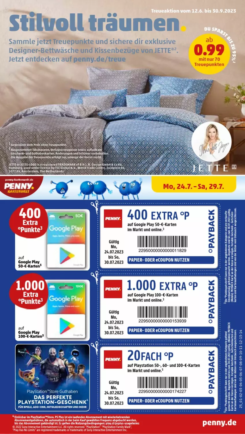 Aktueller Prospekt Penny - Prospekte - von 24.07 bis 29.07.2023 - strona 27 - produkty: angebot, angebote, bett, bettwäsche, coupon, decke, erde, google play, Heu, kissen, lays, mac, papier, payback, PlayStation, PlayStation 5, Spiele, tee, Ti