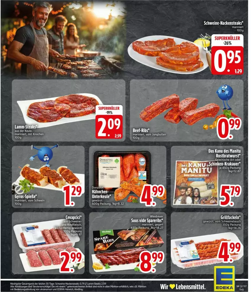 Aktueller Prospekt Edeka - Prospekte - von 04.08 bis 09.08.2025 - strona 19 - produkty: Abtei, auer, aust, Bau, Bauer, bio, bratwurst, deka, eier, ente, grill, grillfackeln, gyros, jungbullen, lamm, rostbratwurst, schwein, wein, wiesbauer, wurst