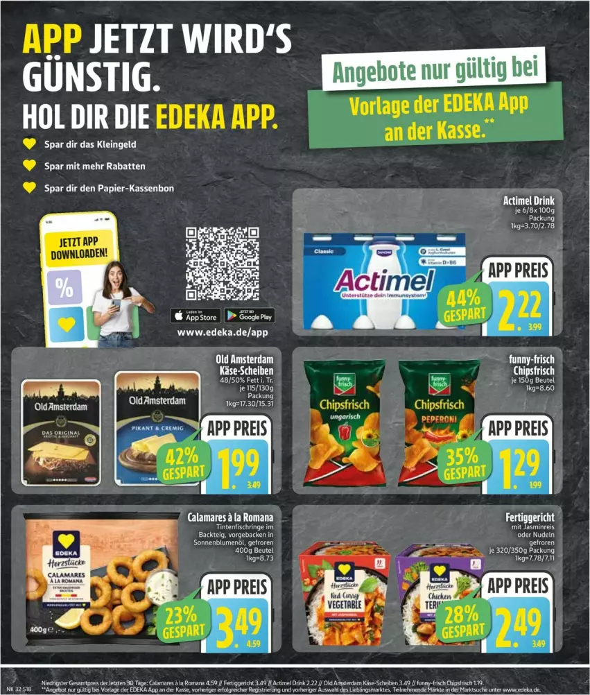 Aktueller Prospekt Edeka - Prospekte - von 04.08 bis 09.08.2025 - strona 20 - produkty: actimel, actimel drink, angebot, blume, blumen, blumenöl, chips, chipsfrisch, deka, drink, eis, fertiggericht, funny-frisch, Käse, LG, nudel, nudeln, Old Amsterdam, papier, reis, sonnenblume, sonnenblumen, sonnenblumenöl, Ti, ZTE