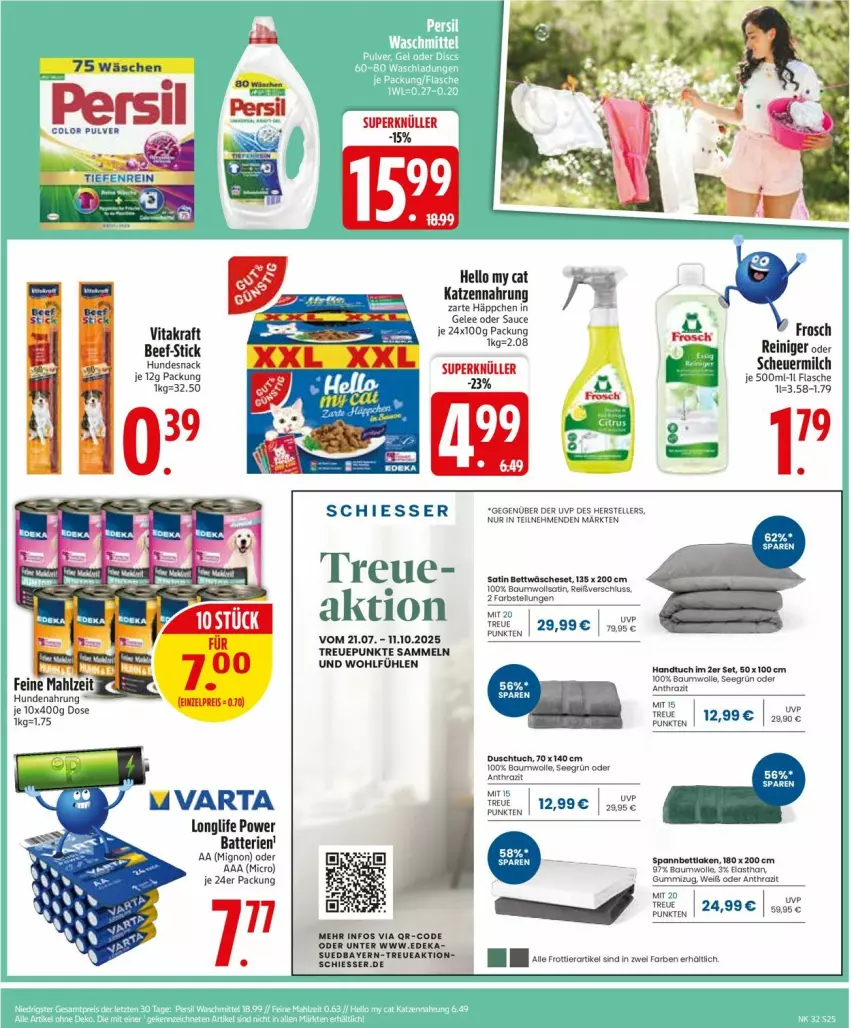 Aktueller Prospekt Edeka - Prospekte - von 04.08 bis 09.08.2025 - strona 27 - produkty: batterie, batterien, Bau, baumwolle, beef, bett, bettwäsche, deka, duschtuch, elle, flasche, Frosch, gelee, handtuch, Heu, hundenahrung, hundesnack, katzennahrung, kraft, longlife, milch, sauce, scheuermilch, snack, teller, Ti, tuc, varta, vita, vitakraft, wolle