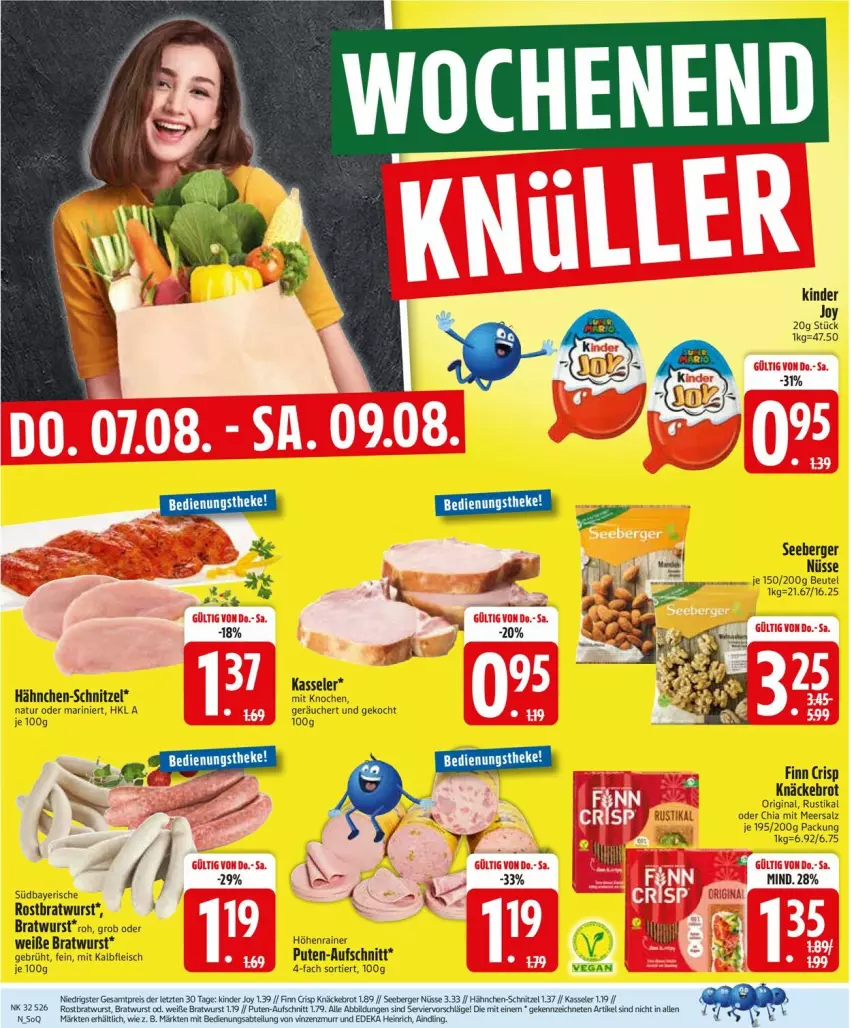 Aktueller Prospekt Edeka - Prospekte - von 04.08 bis 09.08.2025 - strona 28 - produkty: Abtei, aufschnitt, Berger, beutel, bratwurst, brot, chia, deka, eis, fleisch, gin, Kalbfleisch, kasseler, Kinder, knäckebrot, meersalz, mit kalbfleisch, natur, pute, rostbratwurst, salz, schnitzel, seeberger, Ti, wurst, ZTE