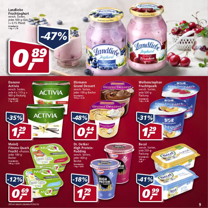 Aktueller Prospekt Real - Real Handzettel - von 03.01 bis 08.01.2022 - strona 9 - produkty: activia, becel, Becher, danone, danone activia, dessert, Dr. Oetker, ehrmann, Ehrmann Grand Dessert, eis, frucht, fruchtjoghurt, Fruchtquark, joghur, joghurt, landliebe, pudding, quark, reis, Ti, weihenstephan