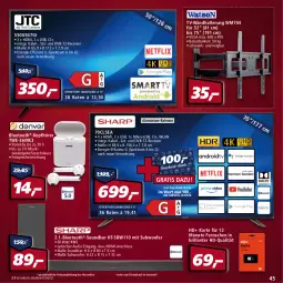 Gazetka promocyjna Real - Real Handzettel - Gazetka - ważna od 08.01 do 08.01.2022 - strona 45 - produkty: auer, dvb, DVB-T, eis, elle, ente, freisprecheinrichtung, HDMI, kopfhörer, Receiver, reis, rum, soundbar, Spektrum, Subwoofer, teller, Ti, tisch, usb, wandhalterung