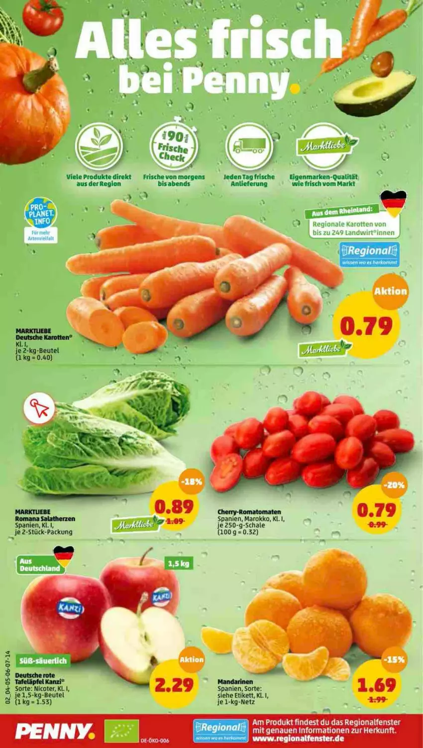 Aktueller Prospekt Penny - Prospekte - von 21.02 bis 26.02.2022 - strona 2 - produkty: beutel, fenster, karotten, mandarine, mandarinen, Romatomaten, salat, salatherzen, Schal, Schale, tafeläpfel, Ti, tomate, tomaten