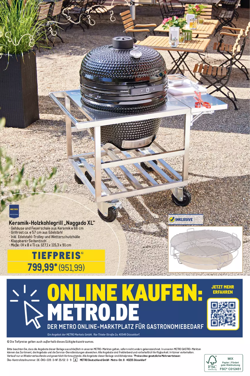 Aktueller Prospekt Metro - Outdoor für Profis - von 27.02 bis 26.03.2025 - strona 32 - produkty: abholpreise, angebot, angebote, edelstahl, eis, feuerschale, grill, grillrost, Holz, holzkohle, holzkohlegrill, ilag, Kohlegrill, Metro, metro gastro, Rauch, reis, rwe, Schal, Schale, schutzhülle, Ti, tiefpreis, tisch, trolley