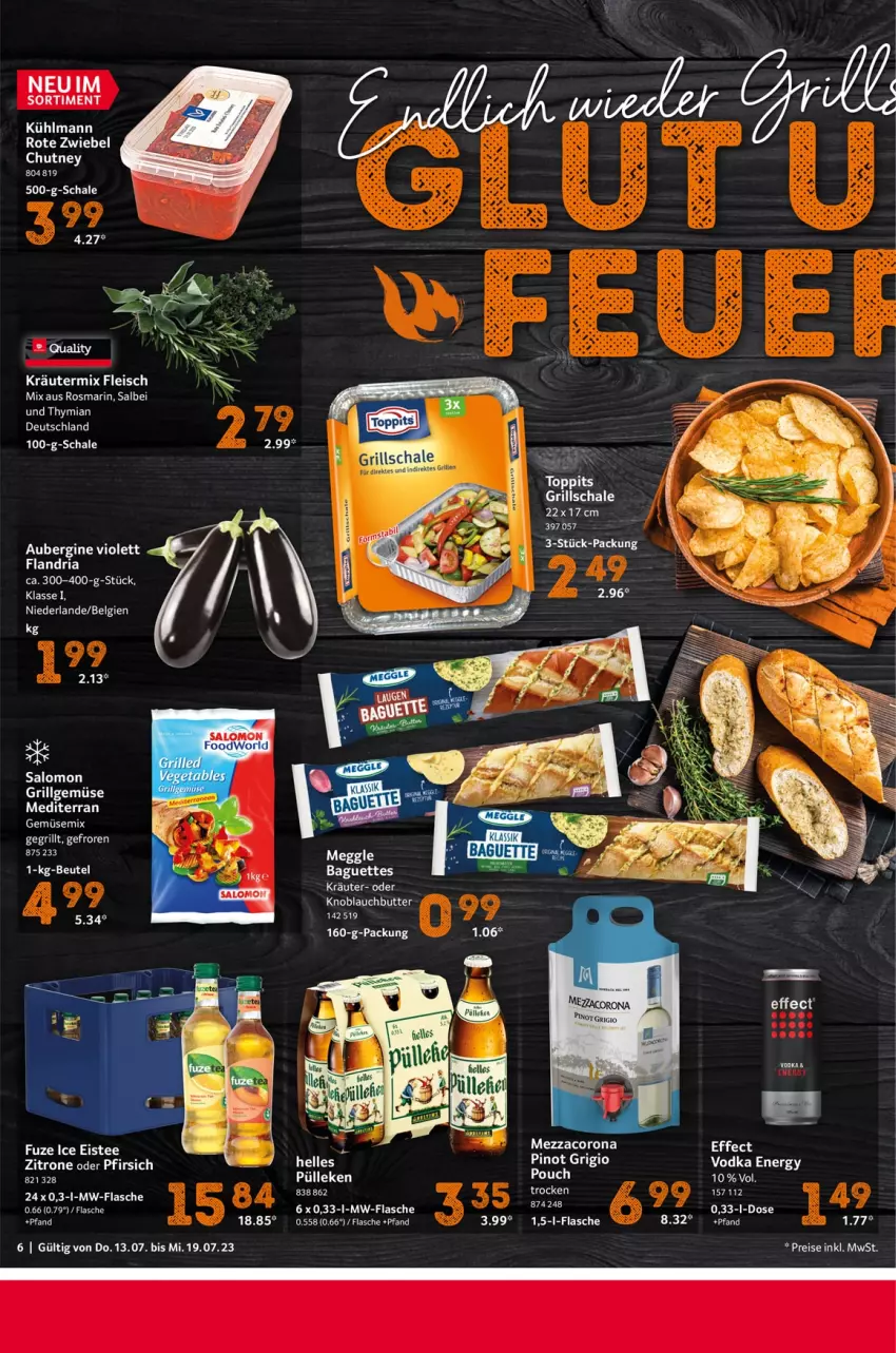 Aktueller Prospekt Selgros - Food - von 13.07 bis 19.07.2023 - strona 6 - produkty: butter, corona, Effect, eis, eistee, elle, flasche, fleisch, grill, knoblauch, Knoblauchbutter, kräuter, kühlmann, LG, mezzacorona, mw-flasche, pfirsich, Pinot, pinot grigio, reis, Ria, rosmarin, Rote Zwiebel, salomon, Schal, Schale, tee, Ti, torte, vodka, zitrone, zwiebel