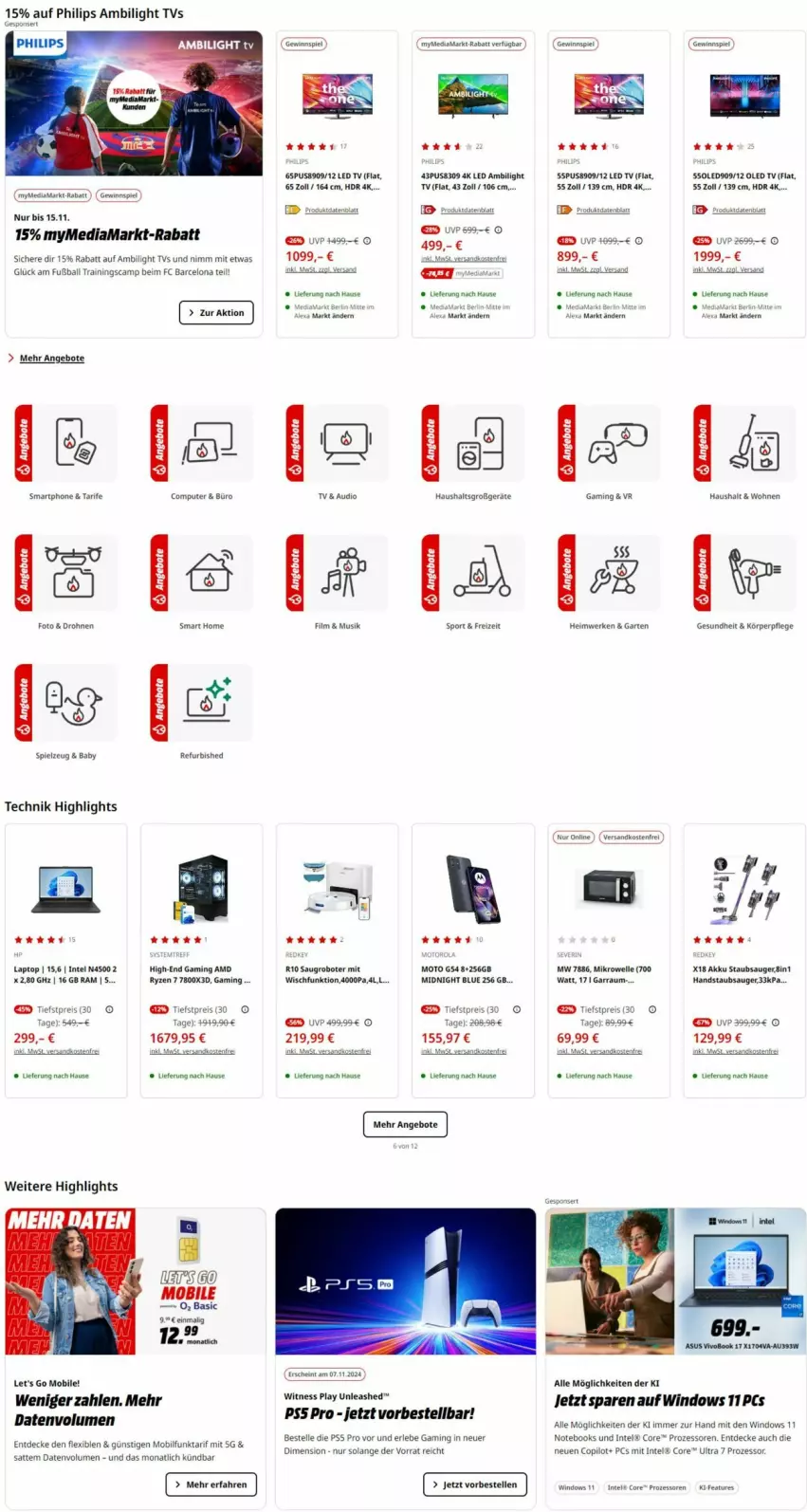 Aktueller Prospekt Media Markt - Prospekte - von 04.11 bis 25.11.2024 - strona 2 - produkty: akku, angebot, angebote, ball, computer, decke, Drohne, Drohnen, eis, elle, ente, Fußball, garraum, Garten, Gesundheit, handstaubsauger, hdr 4k, Intel, körperpflege, Laptop, mediamarkt, mikrowelle, ndk, notebook, notebooks, Philips, pute, reis, ryzen, Saugroboter, smartphone, spielzeug, Sport, staubsauger, tee, Ti, uhr