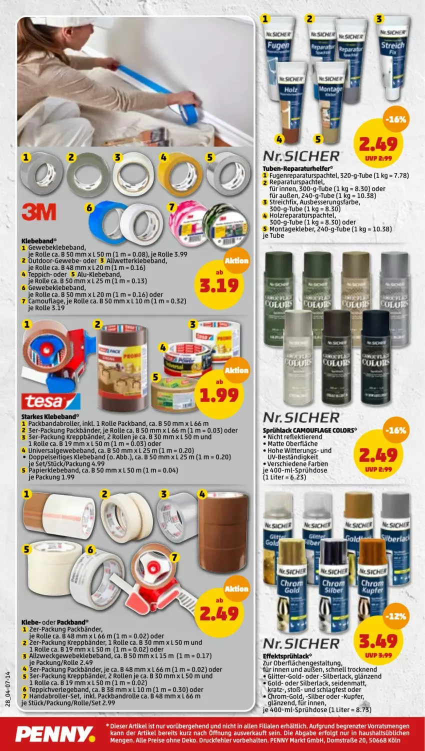 Aktueller Prospekt Penny - Prospekte - von 08.08 bis 13.08.2022 - strona 28 - produkty: Beba, Holz, kleber, lack, LG, Packband, papier, Roller, spachtel, Sprühlack, teppich, Ti, Tiere, usb, weck