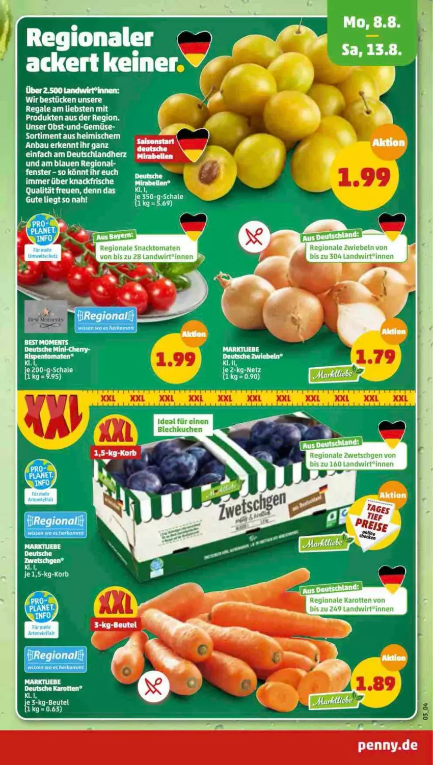 Aktueller Prospekt Penny - Prospekte - von 08.08 bis 13.08.2022 - strona 3 - produkty: beutel, karotten, kuchen, obst, regal, snack, tomate, tomaten, zwiebel, zwiebeln