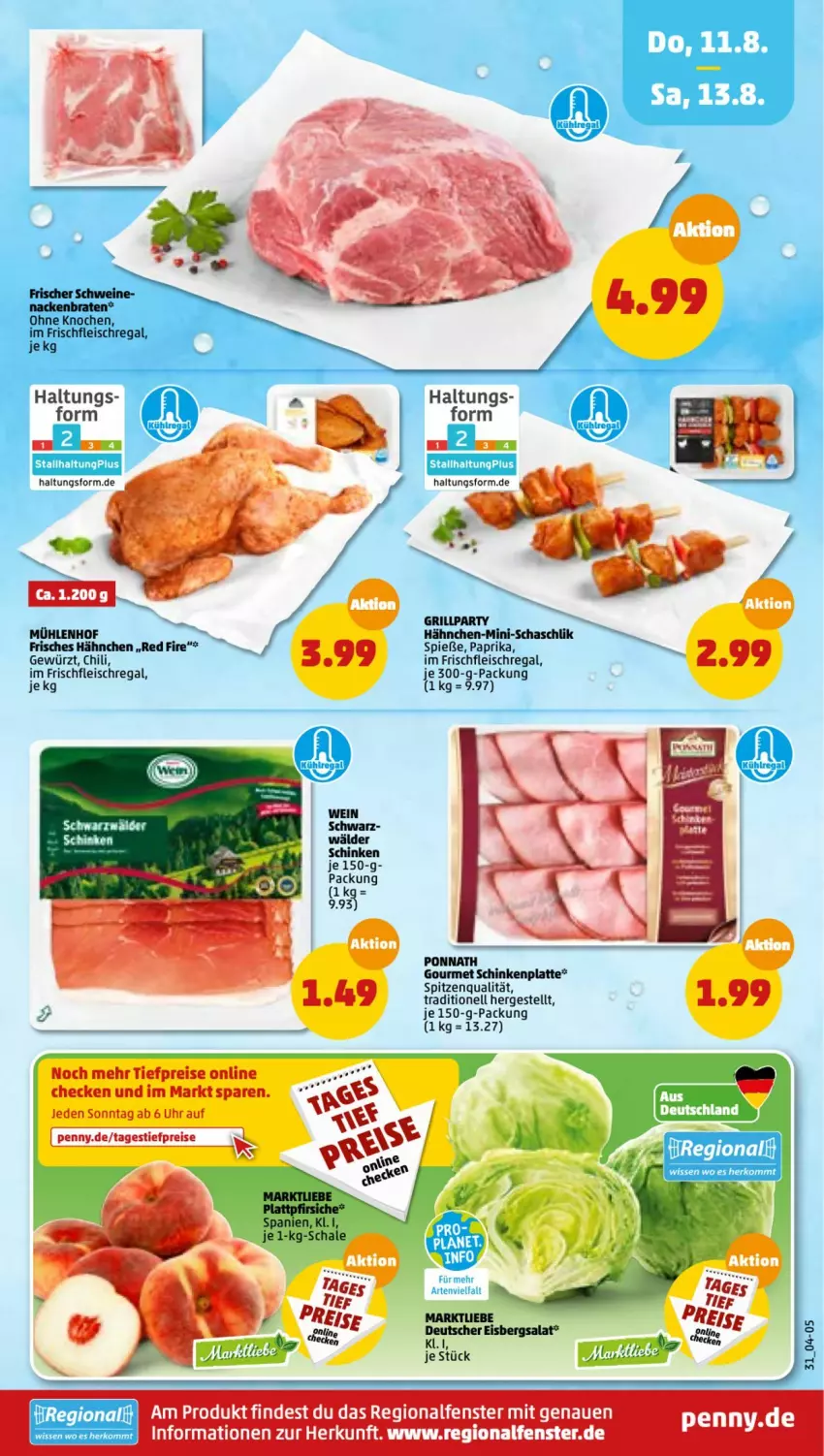 Aktueller Prospekt Penny - Prospekte - von 08.08 bis 13.08.2022 - strona 31 - produkty: braten, chili, eis, fenster, fleisch, gewürz, grill, latte, paprika, ponnath, regal, reis, Schal, Schale, schinken, schwein, schweine, spitzenqualität, Ti, tiefpreis, uhr, wein, weine