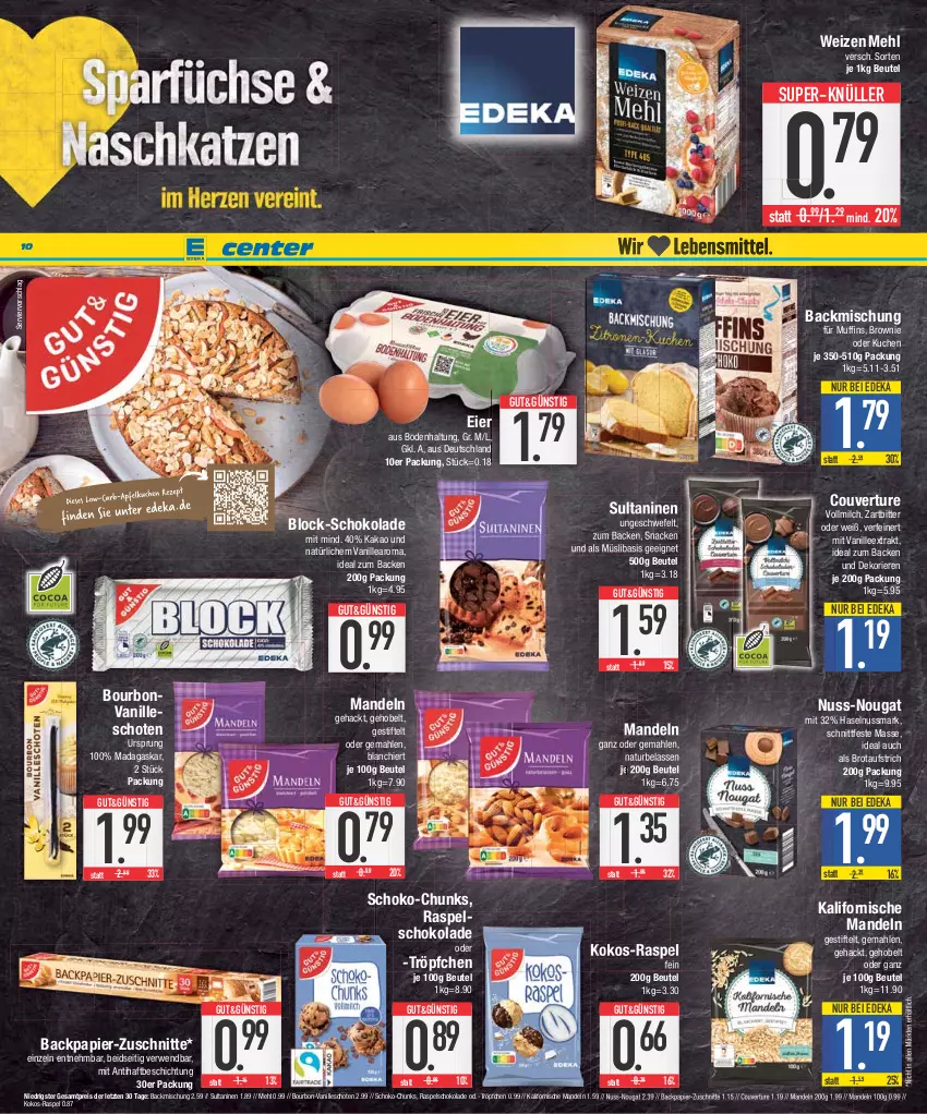 Aktueller Prospekt Edeka - Angebote der Woche - von 09.10 bis 14.10.2023 - strona 10 - produkty: aufstrich, backmischung, beutel, bourbon, bourbonvanille, brot, brotaufstrich, brownie, deka, eier, eis, haselnuss, kakao, kokos, kuchen, mandel, mandeln, mehl, milch, Muffin, muffins, müsli, natur, nuss, papier, reis, rwe, schoko, schokolade, snack, stifte, super-knüller, Ti, vanille, vollmilch, ZTE