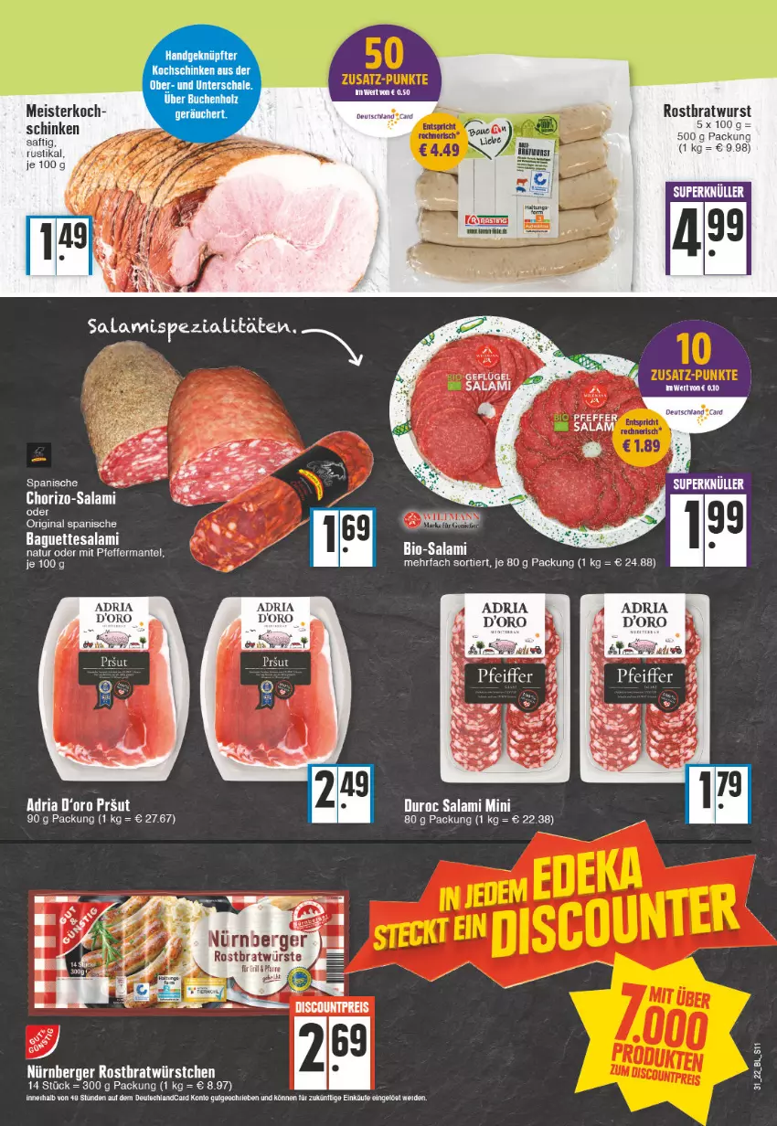 Aktueller Prospekt Edeka - Angebote der Woche - von 01.08 bis 06.08.2022 - strona 11 - produkty: baguette, baguettes, bio, Bio-Salami, chorizo, eis, gin, grill, Mantel, Meister, natur, pfeffer, salami, tee, tesa, Ti, wurst