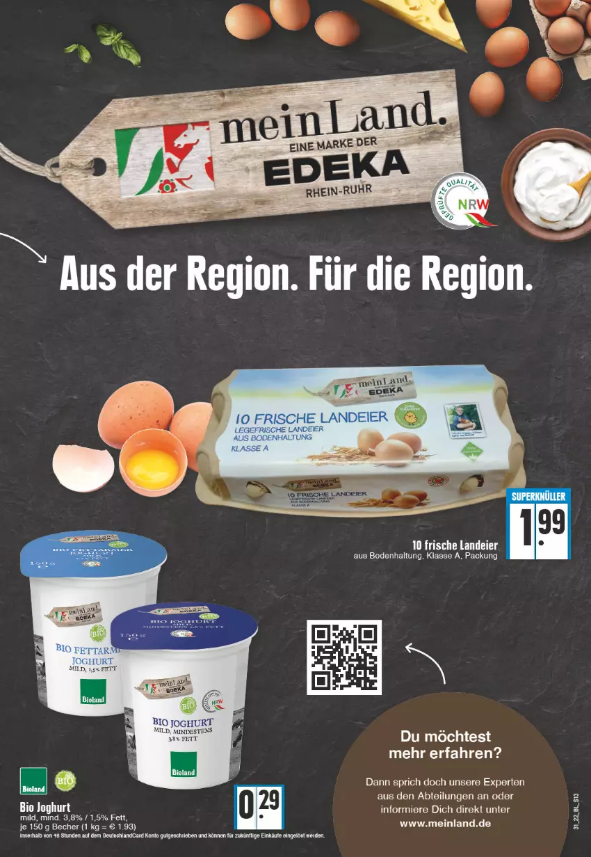 Aktueller Prospekt Edeka - Angebote der Woche - von 01.08 bis 06.08.2022 - strona 13 - produkty: Abtei, Becher, bio, bioland, eier, joghur, joghurt, joghurt mild, Ti