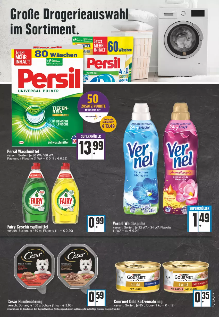 Aktueller Prospekt Edeka - Angebote der Woche - von 01.08 bis 06.08.2022 - strona 29 - produkty: erde, flasche, gourmet gold, hundenahrung, katzennahrung, lachs, persil, persil waschmittel, Ragout, Schal, Schale, Ti, vernel, waschmittel, weichspüler