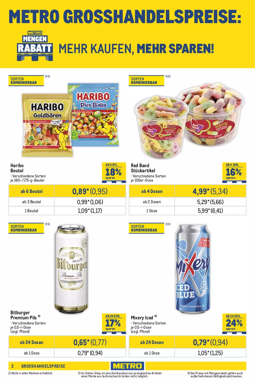 Aktueller Prospekt Metro - Food-Nonfood - von 27.02 bis 12.03.2025 - strona 2 - produkty: beutel, bitburger, bitter lemon, burger, coca-cola, cola, eis, eistee, flasche, getränk, getränke, haribo, jim beam, Metro, Mixer, mixery, Palette, pils, premium pils, reis, schweppes, tee, Ti