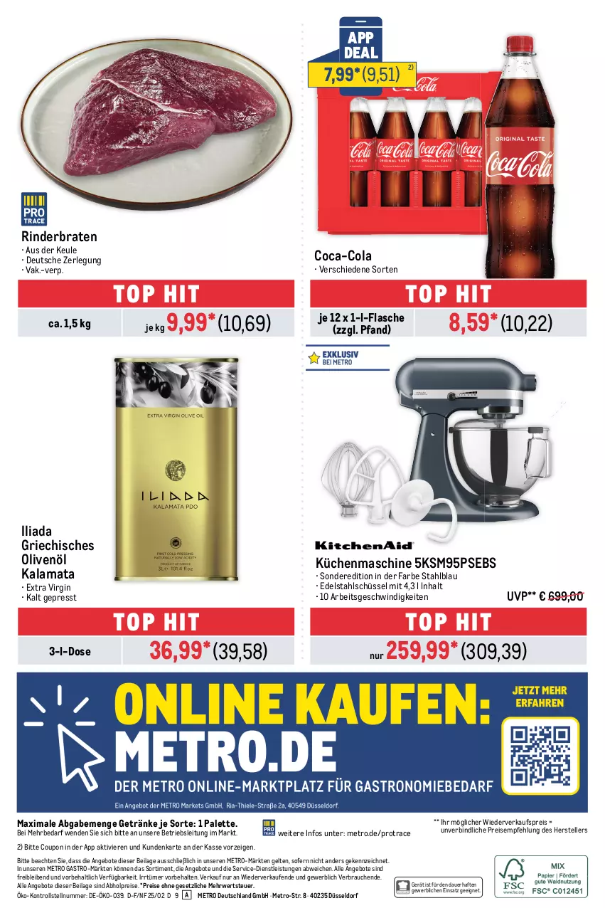 Aktueller Prospekt Metro - Food-Nonfood - von 27.02 bis 12.03.2025 - strona 32 - produkty: abholpreise, angebot, angebote, auer, braten, coca-cola, cola, coupon, edelstahl, eis, elle, flasche, getränk, getränke, gin, ilag, küche, Küchen, küchenmaschine, Metro, metro gastro, olive, oliven, olivenöl, Palette, Rauch, reis, rind, rinder, rinderbraten, rwe, schüssel, teller, Ti