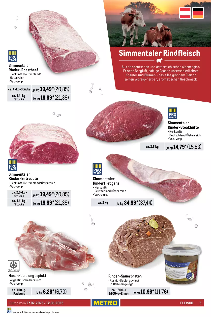 Aktueller Prospekt Metro - Food-Nonfood - von 27.02 bis 12.03.2025 - strona 5 - produkty: auer, beef, blume, blumen, braten, eimer, eis, elle, entrecôte, filet, fleisch, geschnetzeltes, gewürz, gyros, henkel, kräuter, lamm, mac, Metro, natur, reis, rind, rinder, rinderfilet, rindfleisch, roastbeef, saft, Schal, Schale, schenkel, schinken, schwein, schweine, schweinerücken, sim, steak, steakhüfte, Ti, tisch, wein, weine, Zelt