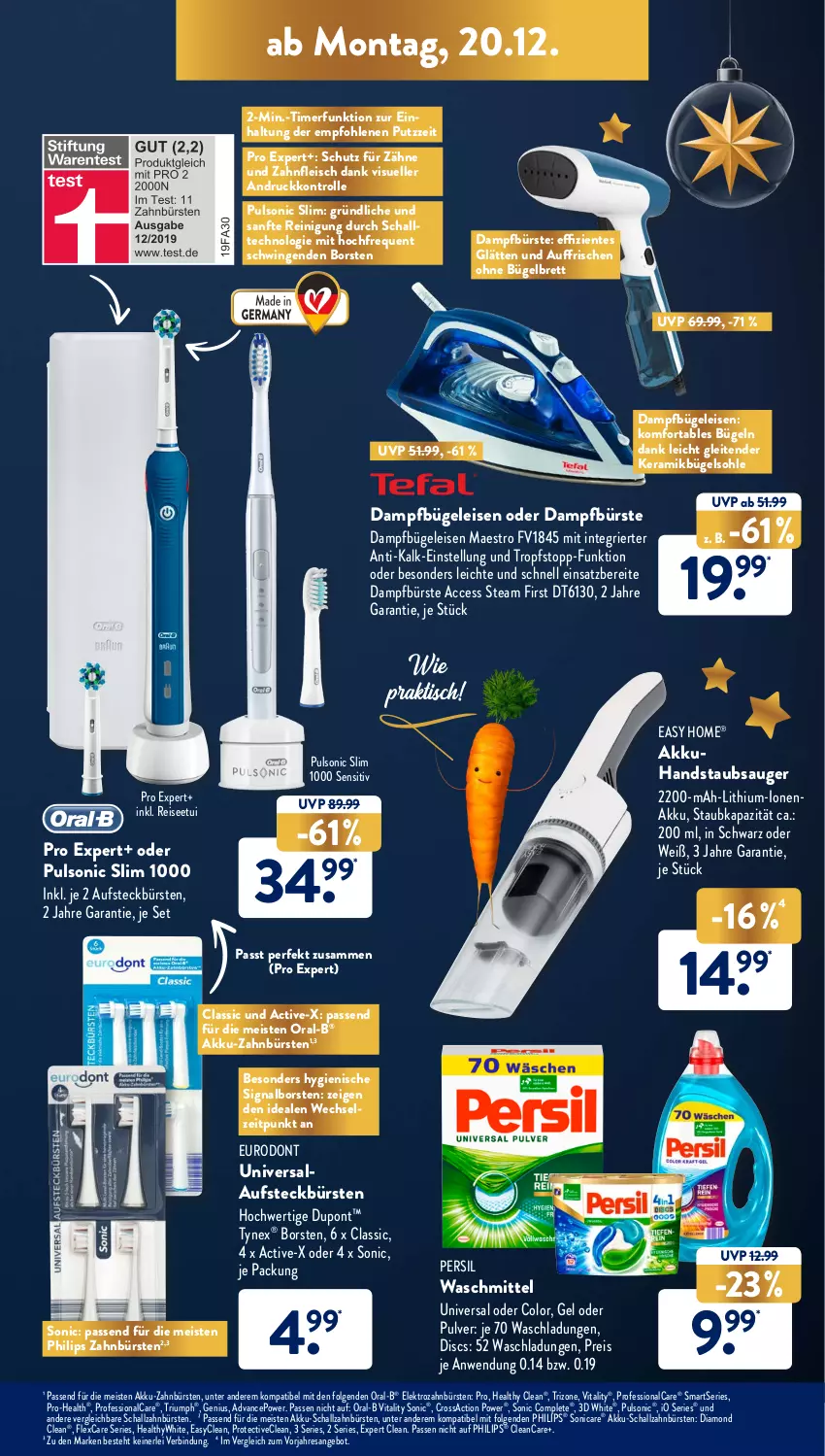 Aktueller Prospekt AldiSud - ALDI Aktuell - von 20.12 bis 24.12.2021 - strona 23 - produkty: ACC, akku, angebot, aufsteckbürsten, bügel, Bügeleisen, bürste, bürsten, dampfbügeleisen, eis, Elektro, elle, ente, fleisch, handstaubsauger, LG, oral-b, persil, persil waschmittel, Philips, Reinigung, reis, resa, sac, Schal, schallzahnbürste, Signal, sonicare, staubsauger, tender, Ti, timer, tisch, triumph, vita, vitality, waschmittel, zahnbürste, zahnbürsten