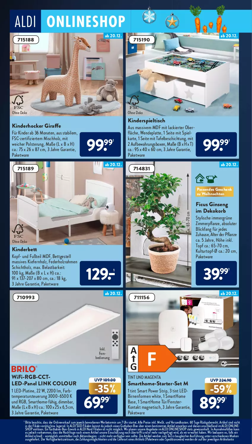 Aktueller Prospekt AldiSud - ALDI Aktuell - von 20.12 bis 24.12.2021 - strona 32 - produkty: aldi, angebot, angebote, auer, aufbewahrungsbox, Bau, bett, Birnen, eis, erde, fenster, fernbedienung, Ficus, gin, hocker, Holz, Kinder, Kinderbett, Kinderspiel, korb, kulturtopf, lack, latte, ndk, pflanze, reis, rwe, Spieltisch, Ti, tisch, topf, uhr, weihnachten