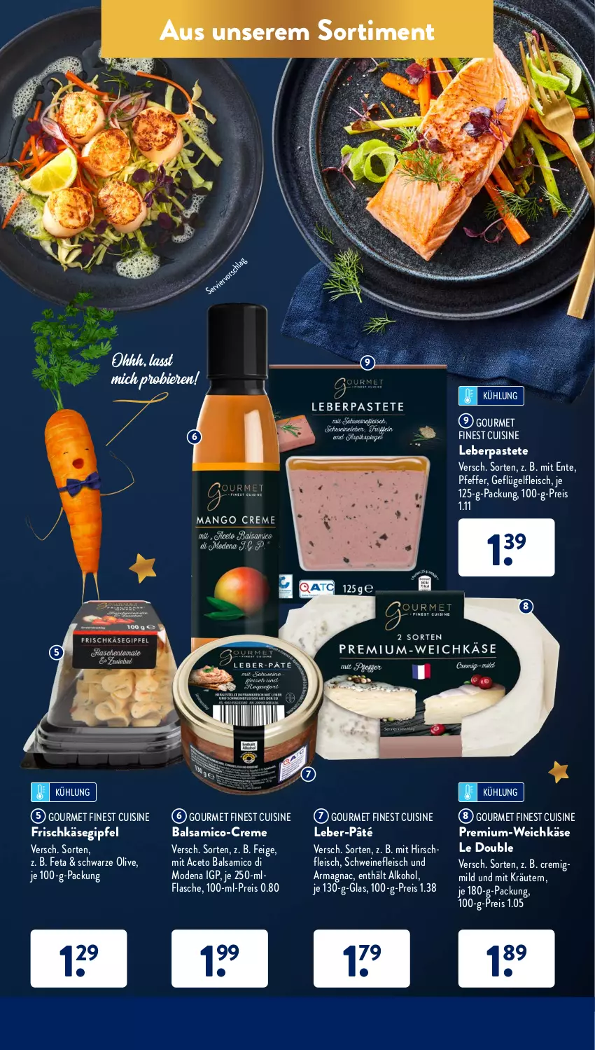 Aktueller Prospekt AldiSud - ALDI Aktuell - von 20.12 bis 24.12.2021 - strona 43 - produkty: aceto, aceto balsamico, alkohol, balsam, balsamico, bier, Biere, creme, eis, ente, feta, flasche, fleisch, frischkäse, Geflügel, Käse, kräuter, kräutern, Mode, olive, pastete, pfeffer, reis, schwein, schweine, schweinefleisch, Ti, weichkäse, wein, weine