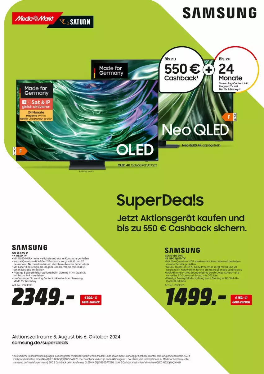 Aktueller Prospekt Media Markt - Prospekte - von 08.08 bis 14.08.2024 - strona 2 - produkty: decke, dell, elle, erde, fisch, fische, Germ, gin, led tv, Mode, qled, Samsung, Ti