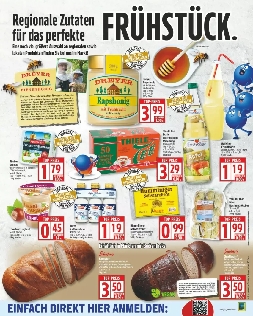 Aktueller Prospekt Edeka - Prospekte - von 19.05 bis 24.05.2025 - strona 5 - produkty: Becher, brot, brötchen, burger, eis, honig, joghur, joghurt, kaffee, reis, säfte, sahne, Schwarzbrot, tee, Ti, ZTE